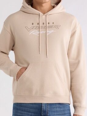 Dodge Viper Racing Big 91 Graphic Hoodie Beige Hooded Sweatshirt Size XL